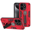 For Tecno Spark 10 Pro 2 in 1 Shockproof Holder Phone Case(Red) - 1