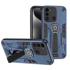For Tecno Spark Go 2022 2 in 1 Shockproof Holder Phone Case(Blue) - 1
