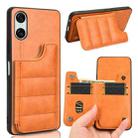 For Sony Xperia 10 VI Cow Pattern Sewing Card Bag Phone Case(Orange) - 1