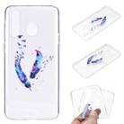 For Huawei Y6p Coloured Drawing Pattern Transparent TPU Protective Case(Feather) - 1