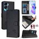 For Honor 90 Lite 5G/X50i 5G Cat Rat Embossed Pattern RFID Leather Phone Case with Lanyard(Black) - 1