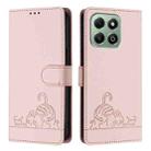 For Honor X6b Cat Rat Embossed Pattern RFID Leather Phone Case with Lanyard(Pink) - 2