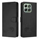 For Honor X6b Cat Rat Embossed Pattern RFID Leather Phone Case with Lanyard(Black) - 2