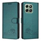 For Honor X6b Cat Rat Embossed Pattern RFID Leather Phone Case with Lanyard(Peacock Green) - 2