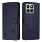 For Honor X6b Cat Rat Embossed Pattern RFID Leather Phone Case with Lanyard(Blue) - 2