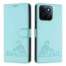 For Honor 200 Smart 5G Global Cat Rat Embossed Pattern RFID Leather Phone Case with Lanyard(Mint Green) - 2