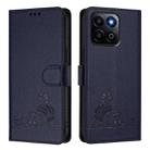 For Honor 200 Smart 5G Global Cat Rat Embossed Pattern RFID Leather Phone Case with Lanyard(Blue) - 2