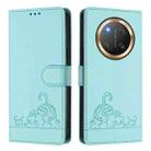 For Honor X9c 5G Global Cat Rat Embossed Pattern RFID Leather Phone Case with Lanyard(Mint Green) - 2