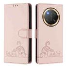 For Honor X9c 5G Global Cat Rat Embossed Pattern RFID Leather Phone Case with Lanyard(Pink) - 2