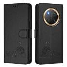 For Honor X9c 5G Global Cat Rat Embossed Pattern RFID Leather Phone Case with Lanyard(Black) - 2
