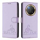 For Honor X9c 5G Global Cat Rat Embossed Pattern RFID Leather Phone Case with Lanyard(Purple) - 2