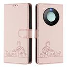 For Honor X9c Smart 5G Global Cat Rat Embossed Pattern RFID Leather Phone Case with Lanyard(Pink) - 2