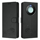 For Honor X9c Smart 5G Global Cat Rat Embossed Pattern RFID Leather Phone Case with Lanyard(Black) - 2