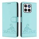 For Honor X8c 4G Global Cat Rat Embossed Pattern RFID Leather Phone Case with Lanyard(Mint Green) - 2