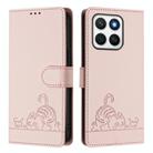 For Honor X8c 4G Global Cat Rat Embossed Pattern RFID Leather Phone Case with Lanyard(Pink) - 2