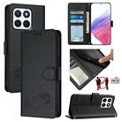 For Honor X8c 4G Global Cat Rat Embossed Pattern RFID Leather Phone Case with Lanyard(Black) - 1