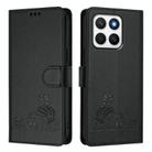 For Honor X8c 4G Global Cat Rat Embossed Pattern RFID Leather Phone Case with Lanyard(Black) - 2
