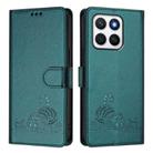 For Honor X8c 4G Global Cat Rat Embossed Pattern RFID Leather Phone Case with Lanyard(Peacock Green) - 2