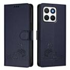 For Honor X8c 4G Global Cat Rat Embossed Pattern RFID Leather Phone Case with Lanyard(Blue) - 2