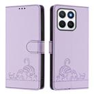 For Honor X8c 4G Global Cat Rat Embossed Pattern RFID Leather Phone Case with Lanyard(Purple) - 2