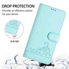 For Honor 400 Lite Cat Rat Embossed Pattern RFID Leather Phone Case with Lanyard(Mint Green) - 3