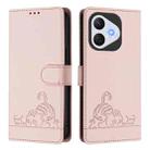 For Honor 400 Lite Cat Rat Embossed Pattern RFID Leather Phone Case with Lanyard(Pink) - 2