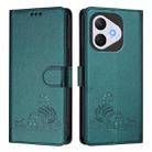 For Honor 400 Lite Cat Rat Embossed Pattern RFID Leather Phone Case with Lanyard(Peacock Green) - 2