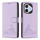 For Honor 400 Lite Cat Rat Embossed Pattern RFID Leather Phone Case with Lanyard(Purple) - 2