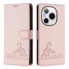 For Honor Power 5G Cat Rat Embossed Pattern RFID Leather Phone Case with Lanyard(Pink) - 2