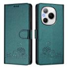 For Honor Power 5G Cat Rat Embossed Pattern RFID Leather Phone Case with Lanyard(Peacock Green) - 2