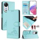 For Honor Play 60 5G Cat Rat Embossed Pattern RFID Leather Phone Case with Lanyard(Mint Green) - 1