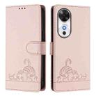 For Honor Play 60 5G Cat Rat Embossed Pattern RFID Leather Phone Case with Lanyard(Pink) - 2