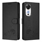 For Honor Play 60 5G Cat Rat Embossed Pattern RFID Leather Phone Case with Lanyard(Black) - 2