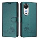 For Honor Play 60 5G Cat Rat Embossed Pattern RFID Leather Phone Case with Lanyard(Peacock Green) - 2