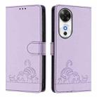 For Honor Play 60 5G Cat Rat Embossed Pattern RFID Leather Phone Case with Lanyard(Purple) - 2