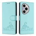 For Honor 400 Pro 5G 160.8mm Global Cat Rat Embossed Pattern RFID Leather Phone Case with Lanyard(Mint Green) - 2