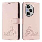 For Honor 400 Pro 5G Global Cat Rat Embossed Pattern RFID Leather Phone Case with Lanyard(Pink) - 2