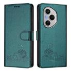 For Honor 400 Pro 5G Global Cat Rat Embossed Pattern RFID Leather Phone Case with Lanyard(Peacock Green) - 2