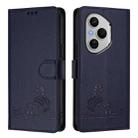 For Honor 400 Pro 5G Global Cat Rat Embossed Pattern RFID Leather Phone Case with Lanyard(Blue) - 2