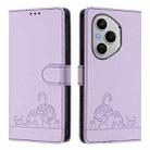For Honor 400 Pro 5G Global Cat Rat Embossed Pattern RFID Leather Phone Case with Lanyard(Purple) - 2
