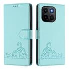 For Honor X6c 4G Cat Rat Embossed Pattern RFID Leather Phone Case with Lanyard(Mint Green) - 2