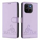 For Honor X6c 4G Cat Rat Embossed Pattern RFID Leather Phone Case with Lanyard(Purple) - 2