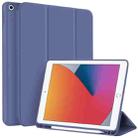 For iPad 10.2 2021 / 2020 / 2019 3-fold TPU Smart Leather Tablet Case with Pen Slot(Royal Blue) - 1
