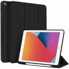 For iPad 10.2 2021 / 2020 / 2019 3-fold TPU Smart Leather Tablet Case with Pen Slot(Black) - 1