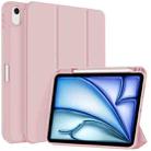 For iPad Air 11 2024 3-fold TPU Smart Leather Tablet Case with Pen Slot(Pink) - 1