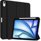 For iPad Air 11 2024 3-fold TPU Smart Leather Tablet Case with Pen Slot(Black) - 1