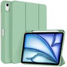 For iPad Air 11 2024 3-fold TPU Smart Leather Tablet Case with Pen Slot(Green) - 1