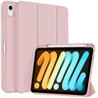 For iPad mini 6 3-fold TPU Smart Leather Tablet Case with Pen Slot(Pink) - 1