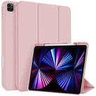 For iPad Pro 11 2022 / 2021 / 2020 3-fold TPU Smart Leather Tablet Case with Pen Slot(Pink) - 1