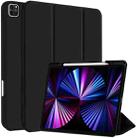 For iPad Pro 11 2022 / 2021 / 2020 3-fold TPU Smart Leather Tablet Case with Pen Slot(Black) - 1